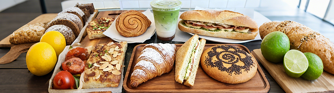 Variety of pastries, sandwiches, and beverages at Runcible Spoon Bakery.